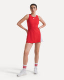 Side Pleat Court Dress - Cherry Red
