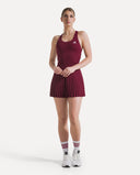 Crossback Pleated Court Dress - Bordeaux