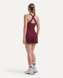 Crossback Pleated Court Dress - Bordeaux