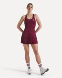 Crossback Pleated Court Dress - Bordeaux