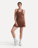 Crossback Pleated Court Dress - Espresso