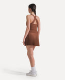 Crossback Pleated Court Dress - Espresso