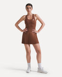 Crossback Pleated Court Dress - Espresso