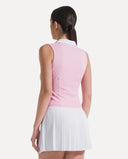 Waffle Performance Cropped Polo - Pink