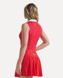 Waffle Performance Cropped Polo - Cherry Red