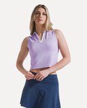 Waffle Performance Cropped Polo - Soft Lavender