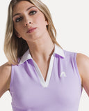 Waffle Performance Cropped Polo - Soft Lavender