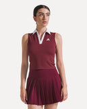 Waffle Performance Cropped Polo - Bordeaux