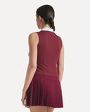 Waffle Performance Cropped Polo - Bordeaux