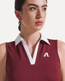 Waffle Performance Cropped Polo - Bordeaux