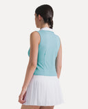 Waffle Performance Cropped Polo - Glacier Blue