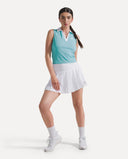 Waffle Performance Cropped Polo - Glacier Blue