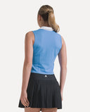 Waffle Performance Cropped Polo - Mediterranean Blue