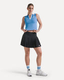 Waffle Performance Cropped Polo - Mediterranean Blue