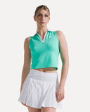 Waffle Performance Cropped Polo - Sea Green
