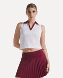 Court Mesh Performance Polo - White/Bordeaux