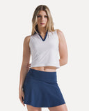 Court Mesh Performance Polo - White/Midnight Navy