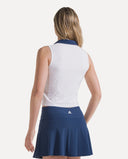 Court Mesh Performance Polo - White/Midnight Navy