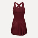 Crossback Pleated Court Dress - Bordeaux