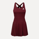 Crossback Pleated Court Dress - Bordeaux