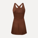 Crossback Pleated Court Dress - Espresso