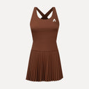 Crossback Pleated Court Dress - Espresso