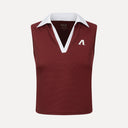 Waffle Performance Cropped Polo - Bordeaux