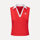 Waffle Performance Cropped Polo - Cherry Red