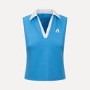 Waffle Performance Cropped Polo - Mediterranean Blue