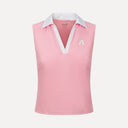 Waffle Performance Cropped Polo - Pink