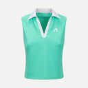 Waffle Performance Cropped Polo - Sea Green